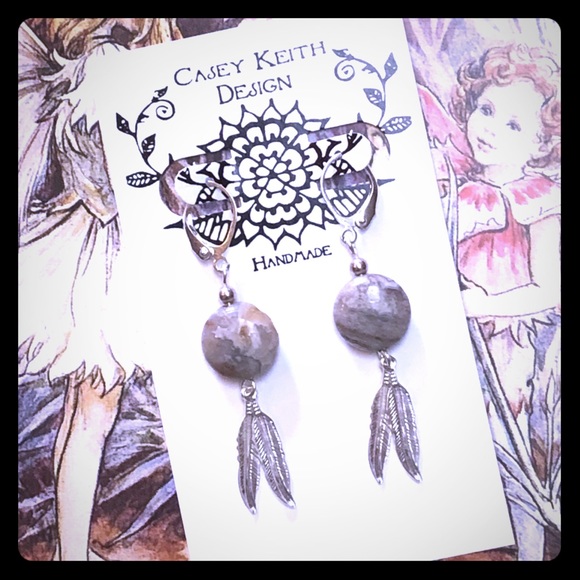 Feathered Laguna Agate Earrings